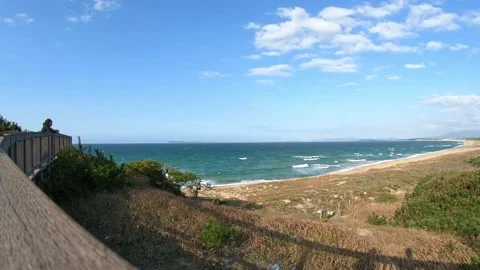 Couples silhouette watching at tranquil beach, coastline Stock Footage 152842659