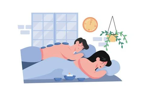 Couple's Spa Day for Self-Pampering Stock Illustration