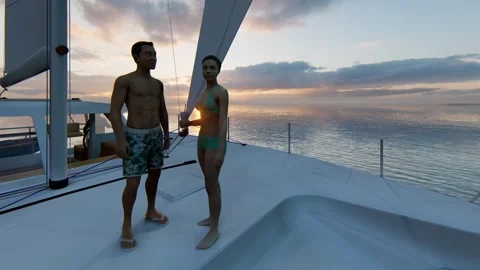 Couples Talking on The Boat Stock Footage 171959204