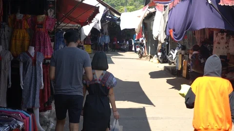 Couples traveling in Doi market. Doi Pui Hmong Village Chiang Mai, Thailand.  Stock Footage 123746183