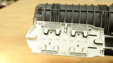 Coupling for connecting optical communication cables Stock Footage 54731359