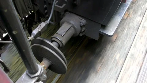 Couplings on classic steam train connecting passenger carriages Stock Footage 80282664