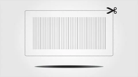 Coupon with bar codes and scissors on isolated background Stock Footage 163795661