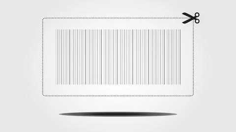 Coupon with bar codes and scissors on isolated background Stock Illustration