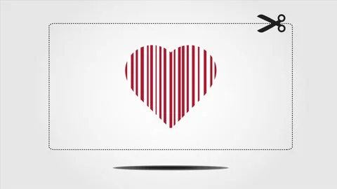 Coupon with bar codes or voucher code with scissors and red heart Stock Footage 163794758