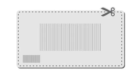 Coupon with bar codes or voucher code or promo code vector with scissors to c Stock Illustration