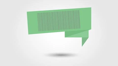 Coupon with bar codes or voucher code with scissors on green background Stock Illustration