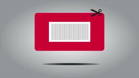 Coupon with bar codes on red background and scissors Stock Footage 163795378