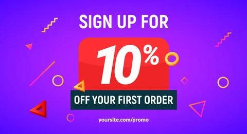 Coupon code discount sign up advertising offer. Discount promotion tag flyer 10 Stock Illustration