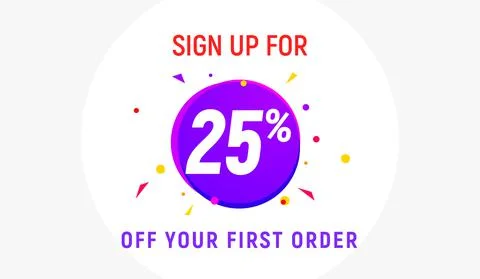 Coupon code discount sign up advertising offer. Discount promotion tag flyer 25 Stock Illustration