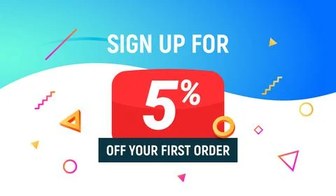 Coupon code discount sign up advertising offer. Discount promotion tag flyer 5 Stock Illustration