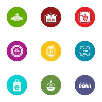 Coupon code icons set, flat style Stock Illustration