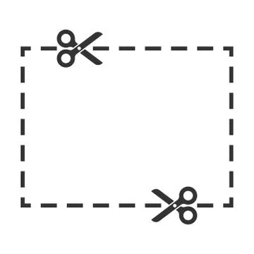 Coupon cut lines icon in flat style. Scissors snip vector illustration on whi Stock Illustration