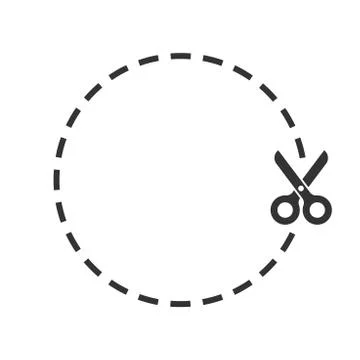 Coupon cut lines icon in flat style. Scissors snip vector illustration on whi Stock Illustration