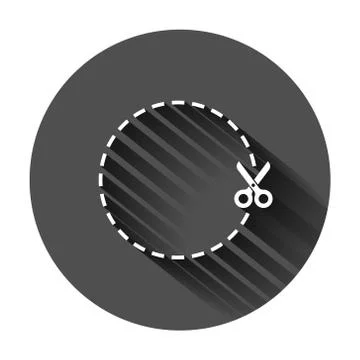 Coupon cut lines icon in flat style. Scissors snip vector illustration on bla Stock Illustration