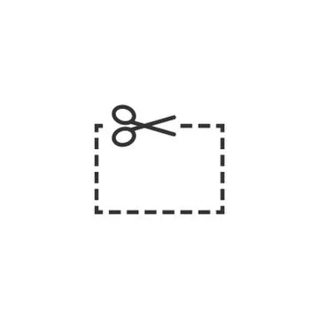 Coupon cut lines icon in flat style. Scissors snip sign vector illustration o Stock Illustration