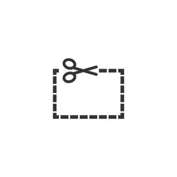 Coupon cut lines icon in flat style. Scissors snip sign vector illustration o Stock Illustration