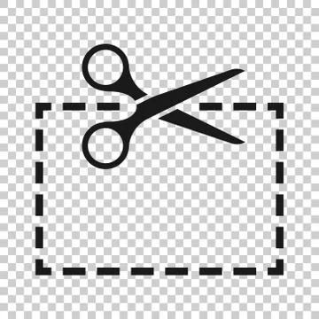 Coupon cut lines icon in flat style. Scissors snip sign vector illustration o Stock Illustration