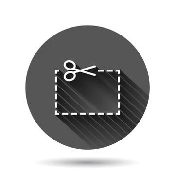 Coupon cut lines icon in flat style. Scissors snip sign vector illustration o Stock Illustration