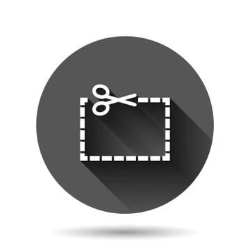 Coupon cut lines icon in flat style. Scissors snip sign vector illustration o Stock Illustration