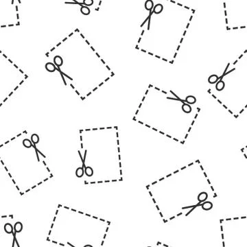 Coupon cut lines icon in flat style. Scissors snip sign vector illustration o Stock Illustration