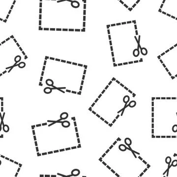 Coupon cut lines icon in flat style. Scissors snip sign vector illustration o 스톡 일러스트