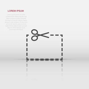 Coupon cut lines icon in flat style. Scissors snip sign vector illustration.. Stock Illustration