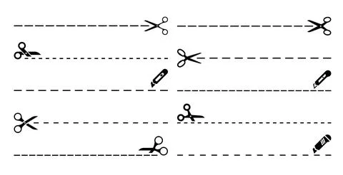 Coupon cut lines with scissors and utility knives Stock-Illustration