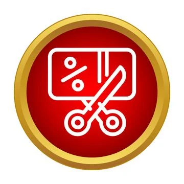 Coupon cutting with scissors in a red circle Stock Illustration