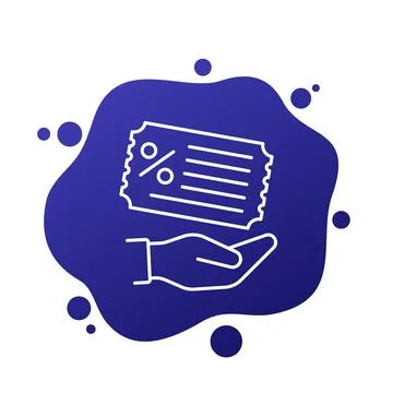 Coupon, discount line icon, vector Illustrazione stock