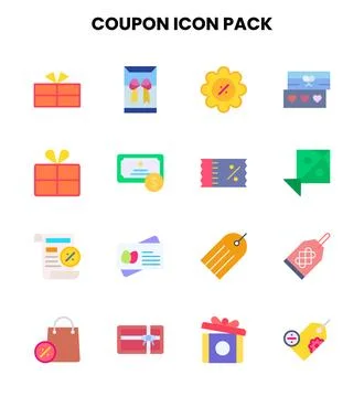 Coupon Flat Bundle Icons Pack Stock Illustration