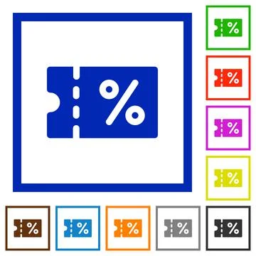 Coupon flat framed icons 스톡 일러스트