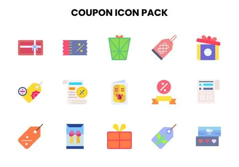 Coupon Flat Graphics Icons Pack Illustrazione stock