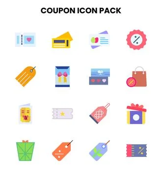Coupon Flat Icons Pack Stock Illustration