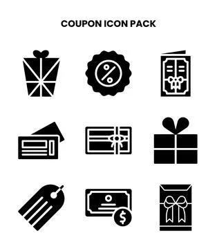 Coupon Glyph Bundle Icons Pack Stock Illustration