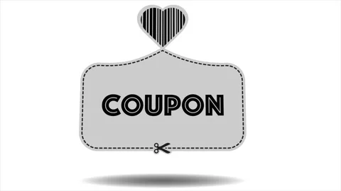 Coupon with Heart Bar code on top and scissors on isolated background Stock Footage 163796794