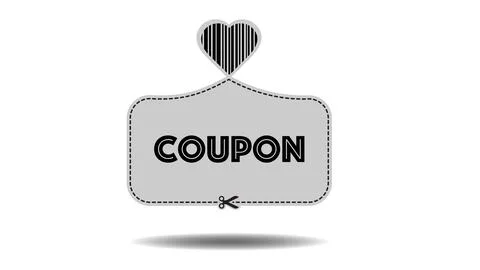 Coupon with Heart Bar code on top and scissors on isolated background Stock Illustration