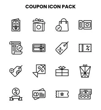 Coupon Line Set Icons Pack Illustrazione stock