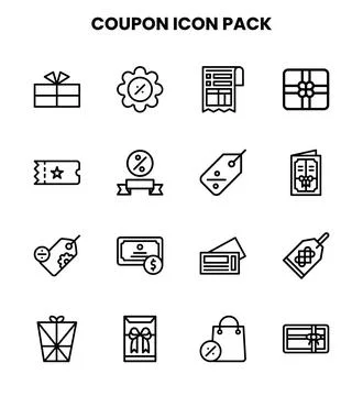 Coupon Line Set Icons Pack Stock-Illustration