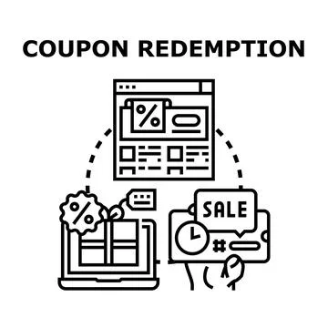 Coupon redemption process using digital discounts and online offers Stock Illustration