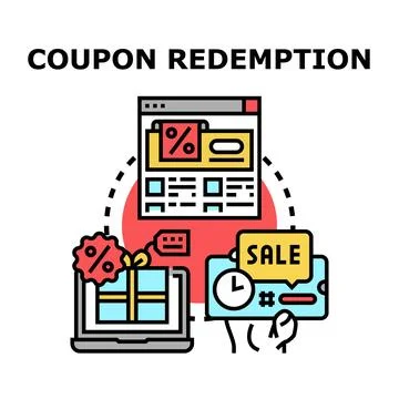 Coupon redemption process using digital discounts and online offers Stock Illustration
