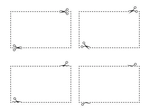 Coupon scissors cut set. Icon scissors isolated on white background. Vector Stock Illustration