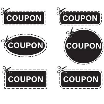 Coupon scissors cut template on white background. Coupon dashed line square Illustrazione stock