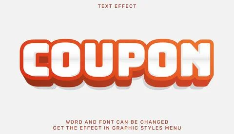 Coupon text effect template in 3d design Stock Illustration