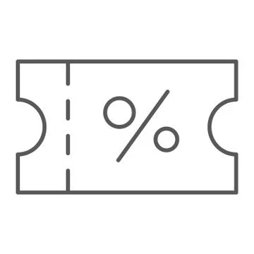 Coupon thin line icon, label and card, discount sign, vector graphics, a linear Stock Illustration