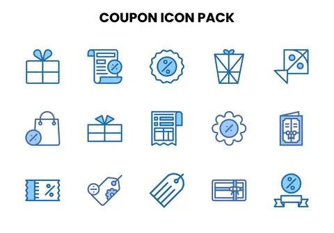 Coupon Two Colour Bundle Icons Pack Illustrazione stock