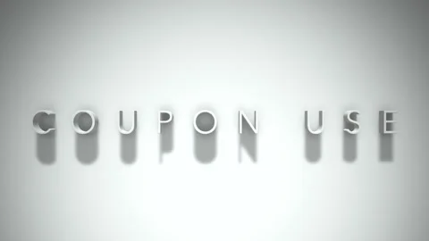 Coupon use 3D title animation with shadows on a white background Stock Footage 297671895