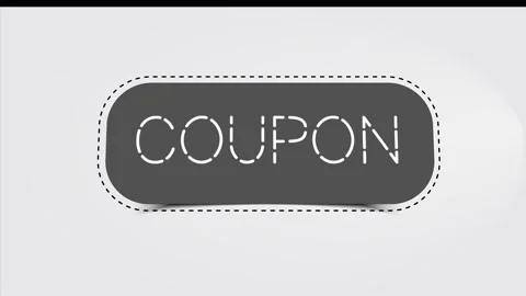 Coupon in white text with Gray background and dotted line border on isolated Stock Footage 163797695