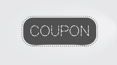 Coupon in white text with Gray background and dotted line border on isolated Stock Illustration