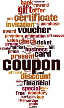 Coupon word cloud Stock Illustration